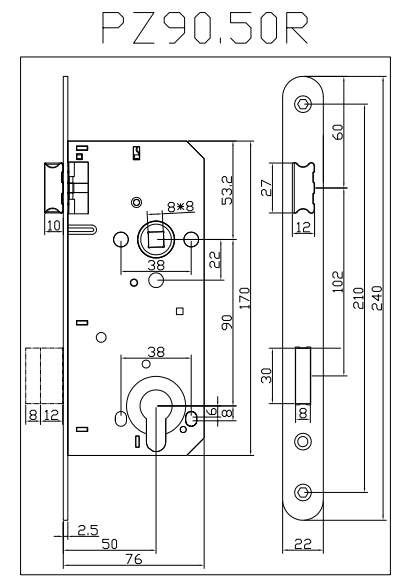 PZ90.50R oven lukko